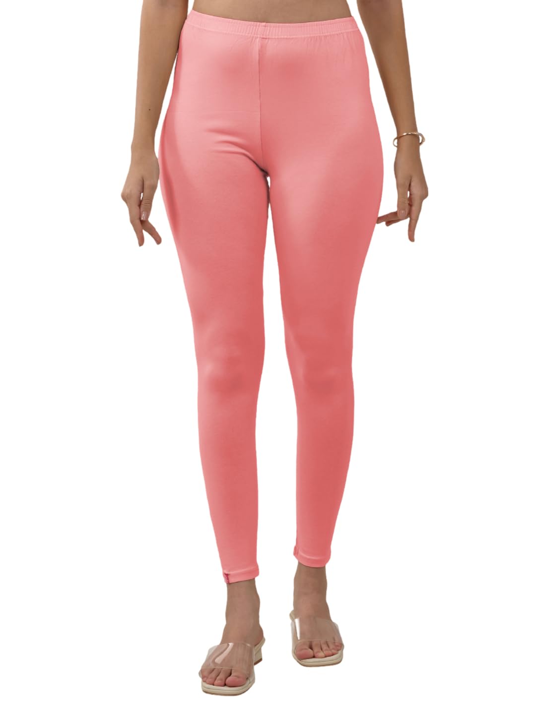 Lyra Women Solid Premium Cotton Ankle Length Leggings | Mid-Waist | Fashionwear