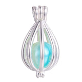 Vie jeune 10pcs Silver Waterdrop Pearl Cage Locket Pendants, Essential Oil Diffuser DIY Necklace Bracelet Jewelry Making Craft, 
