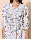 Toplot Co Ord Kurta Set For Women Printed Kurta With Pant (Tunic-Pant-5140-White-M),White,,B0CHB2KC8J