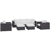Modway Convene Collection 7Piece Outdoor Patio Sectional Set in Espresso White