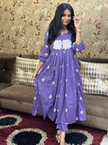 Anni Designer Women'S Rayon Blend Anarkali Printed Kurta With Pant (Anveshi Purple-Vks01_S_Purple_Small),Purple,S,Rayon Blend,Anarkali,