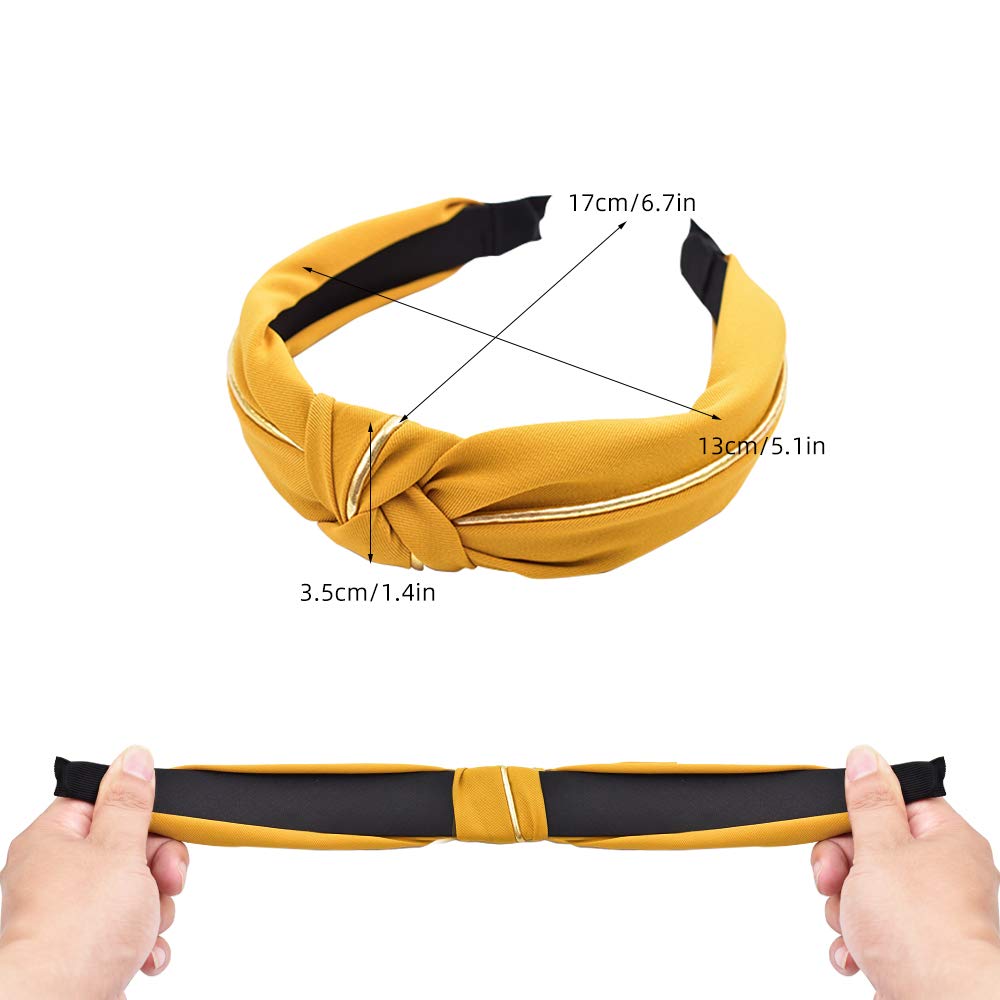 HOKPA Headbands for Women 4 Pack, Fashion Cross Knot Hairbands Wide Knotted Hair Hoop Headwrap Headwear Hair Bands Accessories f