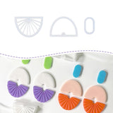 Xaekicr Polymer Clay Cutters Geometric Set - 3PCS Half Circle Clay Cutters with Texture Lines for Polymer Clay Jewelry, Clay Ear