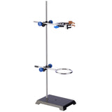 stonylab Lab Stand Set, Steel Support Stand with Rod (22.4 inch L), 4Prong Burette Clamp, Retort Ring and 2 Boss Heads for Labo