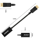 Anbear DisplayPort to HDMI Adapter, Display Port to HDMI Cable(Male to Female) for DisplayPort Enabled Desktops and Laptops Conn