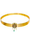Femmibella Gold Plated Temple Design Waist Belt For Women And Girls