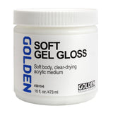 Soft Gel Gloss by GOLDEN, 16 fl. oz. Jar, Professional Acrylic Gel Medium, Transparent