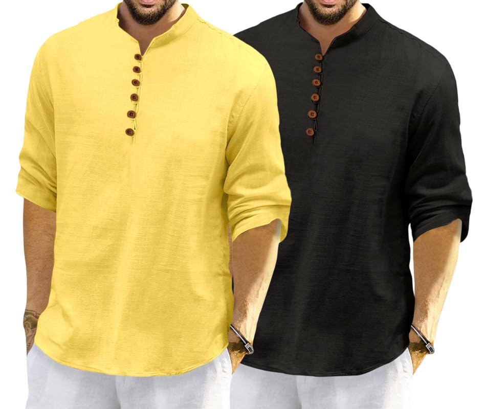Royalscout Men'S Cotton Polyester Blend Solid Regular Fit Full Sleeve Short Kurta | Ethnic, Lightweight Summer Kurta For Daily &
