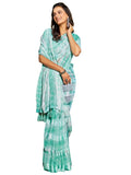 Satrani Womens Pure Chiffon Saree (3398S254N_Turquoise)