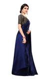 Anni Designer Women'S Navy Color Satin Saree With Blouse Piece (Dust Navy_Free Size),Navy,Free,satin,with blouse piece,Saree