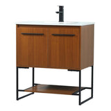 Elegant Decor Sloane 30 Mdf And Steel Single Bathroom Vanity In Teak