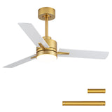 LANMEL 42 Ceiling Fan with Lights and Remote, Low Profile Modern Ceiling Fan Gold, 6 Speed, Reversible, 3000k-6000k LED, Quiet
