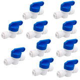 PureSec 1/4 inch OD Tubing&Hose&Pipe Use Inline Shut Off Ball Valve Plastic Quick Connect Fittings for Water Purifier RODI Syste