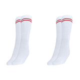 Mukhaksh (Pack Of 2 Pairs = 4 Socks Boys Kids White Socks With Red Stripes Border Lining White With Red Stripes Calf Length Scho