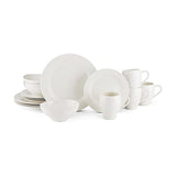 Mikasa Swirl White 16 Piece Dinnerware Set, Service for 4