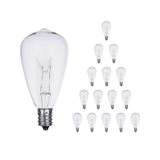 CHYParty 15 Pack ST38 Replacement Bulbs, 5W Incandescent Warm White E12 Candelabra Base, Cost-Effective Clear Glass Waterproof R
