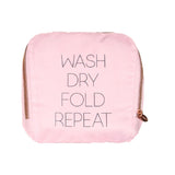 Miamica Travel Laundry Bag Wash, Dry, Fold Repeat, Pink