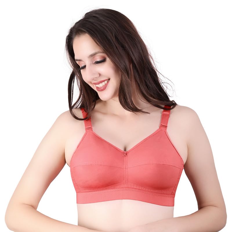 Trylo Riza Cottonfit Bra Combo Pack Coral & Marun 40 D - Cup - Pack Of-2,CORAL & MARUN,40,B0DQKWVBVT