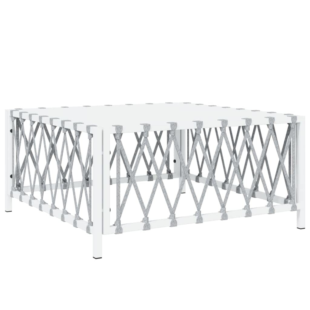 Vidaxl Patio Table Outdoor Furniture In White With Durable Woven Fabric And Robust Powder-Coated Steel Frame; Measures 27.6'X27.6'X13.4'; Modular Design