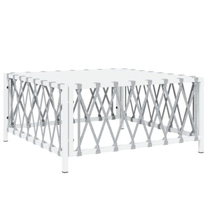 Vidaxl Patio Table Outdoor Furniture In White With Durable Woven Fabric And Robust Powder-Coated Steel Frame; Measures 27.6'X27.6'X13.4'; Modular Design
