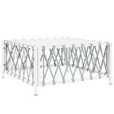 Vidaxl Patio Table Outdoor Furniture In White With Durable Woven Fabric And Robust Powder-Coated Steel Frame; Measures 27.6'X27.6'X13.4'; Modular Design