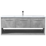 Elegant Decor Kasper 48 Single Porcelain Top Floating Bathroom Vanity In Gray