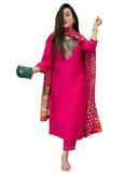 Gosriki Women'S Rayon Blend Straight Embroidered Kurta With Pant & Dupatta (Anurita Pink-Gs_M_Pink_Medium),Pink,,B0DKY3D9TY