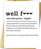 OJsensai Funny Well F Definition Card for Him Her, Hilarious Get Well Soon Gifts for Women Men, Sympathy Card for Loss Pets Job,