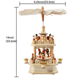 14 Inches Wooden Christmas Pyramid with 4 Candle Holders- Nativity Scene Set-Under The Christmas Tree -Christmas Table Top Decor