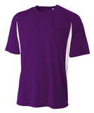 A4 Youth Cooling Performance Color Block Short Sleeve Tee, Scarlet/White, Medium