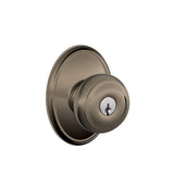 SCHLAGE F51A GEO 620 WKF Georgian Knob with Wakefield Trim Keyed Entry Lock, Antique Pewter