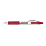 Universal UNV39914 0.7 mm. Medium Comfort Grip Retractable Gel Pen Red Ink, Clear/Red Barrel (1Dozen)