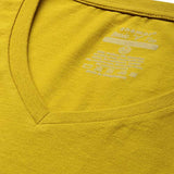 Enamor Essentials Women'S Short Sleeve V Neck Slim Fit Breathable Stretch Cotton Tee - E067(E067-Mustard Yellow-S)