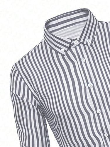 Toplot Shirt For Men || Mens Casual Shirts || Full Sleeve || Regular Fit || Striped (Strip-Shirt-5219-Grey-S),Grey,,B0DQPR9HCL