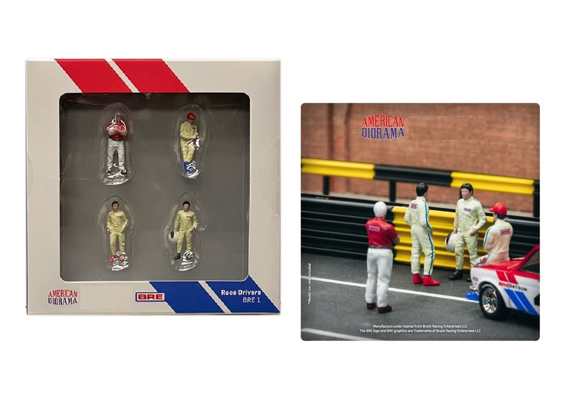 'Race Drivers'' 4 Piece Diecast Figure Set ''Bre'' For 1/64 Scale Models By Tarmac Works & American Diorama