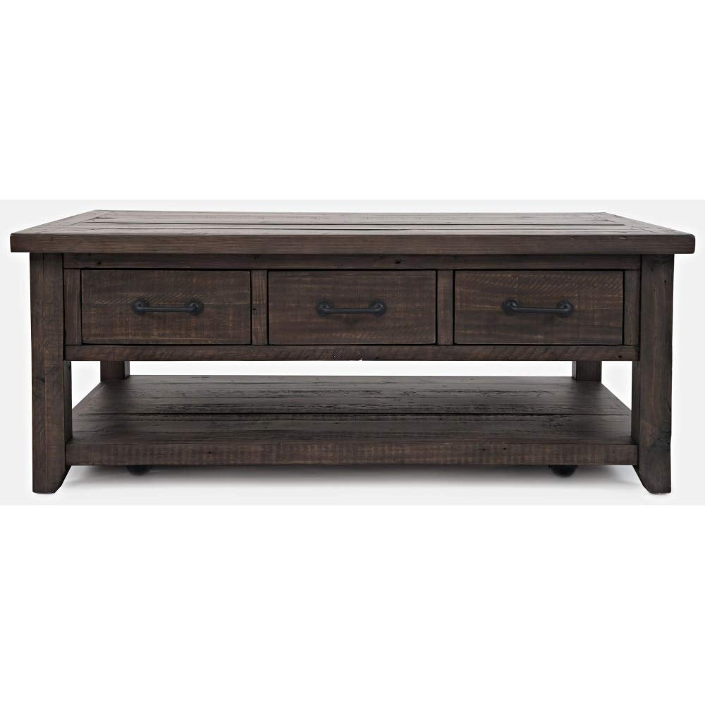 Jofran Madison County Solid Reclaimed Wood Rustic Farmhouse Harris Coffee Table With Storage Drawers, Barnwood Brown