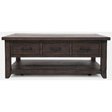 Jofran Madison County Solid Reclaimed Wood Rustic Farmhouse Harris Coffee Table With Storage Drawers, Barnwood Brown