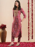 Gosriki Women'S Rayon Blend Straight Printed Kurta With Pant (Myrna Maroon-Gs_Xl_Maroon_X-Large),Maroon,,B0DG32HJZK