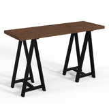 Simplihome Sawhorse Modern Industrial 50 Inch Wide Real Solid Walnut Wood Console Sofa Table, For The Living Room, Entryway And