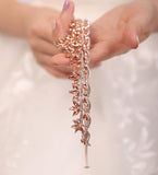 Wekicici Rhinestone Green Crystal Leaves Tiara Queen Princess Crown for Women Wedding Headband Costume Accessories for Pageants