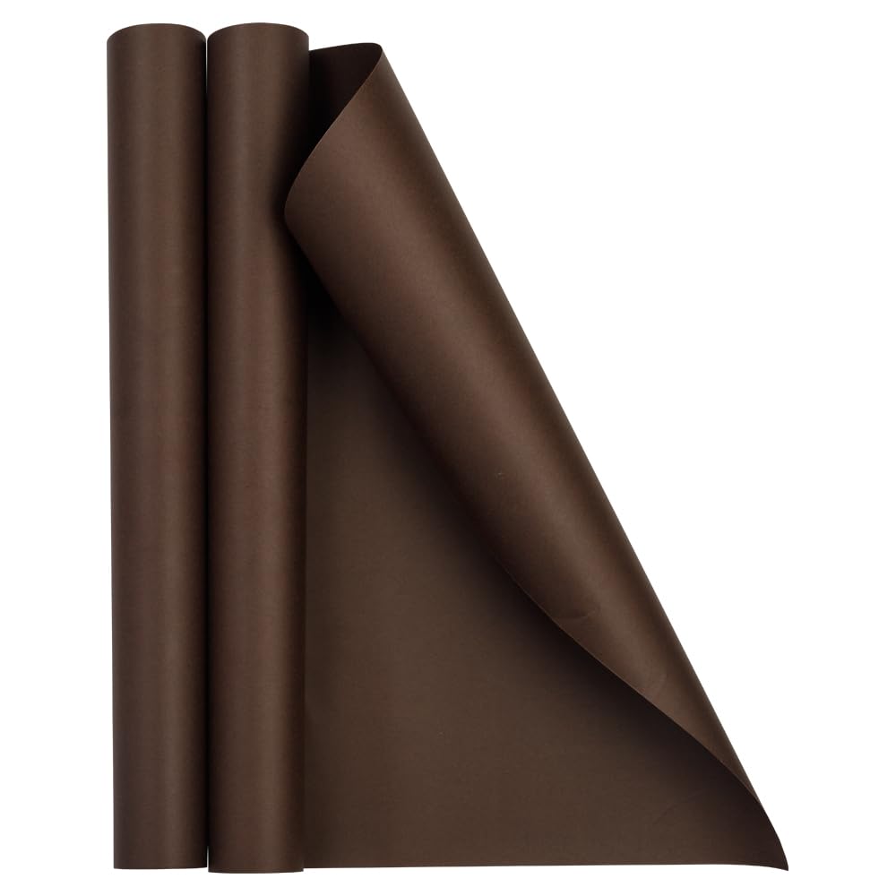 JAM Paper Gift Wrap - Matte Wrapping Paper - 52.6 Sq Ft Total (17 in x 18 Ft Each) - Matte Chocolate Brown - 2 Rolls/Pack