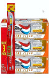 (Pack of 3) Extreme Aquafresh Clean Whitening Action Fluoride Toothpaste, Mint Blast, 5.6 oz per Tube + Free Premium Toothbrush