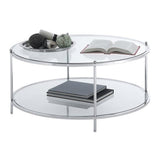 Convenience Concepts Royal Crest 2 Tier Round Glass Coffee Table, Clear Glass / Chrome Frame