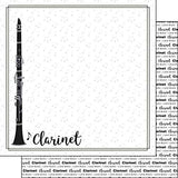 Scrapbook Customs Clarinet Notes Music (38755) 12 inch x 12 inch DoubleSided Scrapbook Paper 1 Sheet