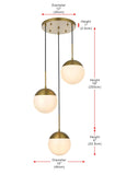 Living District Eclipse 3-Light Metal & Glass Pendant In Brass/Frosted White