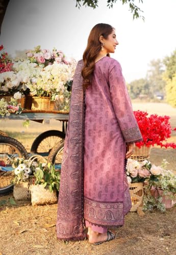 Anni Designer Women'S Rayon Viscose Printed Straight Kurta With Pant & Dupatta (Pyaza Pink_Xl_Pink_X-Large),Pink,XL,Rayon,Regular,