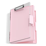 Hongri Clipboard with Storage, Pink 8.5 x 11 Folder Nursing Side Opening, Heavy Duty with Dual Compartment, Smooth Writing for T