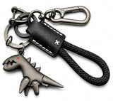 Zolentra Dinosaur Keychain With Braided Wrist Strap, Aluminum Alloy Metal Key Ring With Carabiner Clip, Leather Accent, Cute Ani