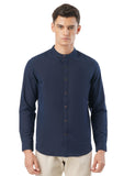 FYLTR Men's Solid Slim Fit 100% Cotton Linen Look Casual Shirt Cool Blue,Cool Blue