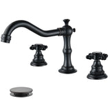 gotonovo 3 Hole Widespread Bathroom Sink Faucet Double Cross Handle Mixer Tap Faucet for Bathroom Sink Vanity Faucet Deck Mount 